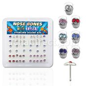 bxskm caja display piercing nariz hueso plata 0 6mm calavera ojos cristal venta