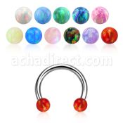 cbeop3 barbell circular acero quirurgico bolas opalo 3mm venta