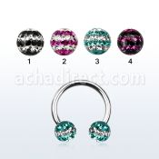 cbfr6d barbell circular acero quirurgico bolas 6mm multi cristal triple linea mayorista