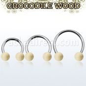 cbmcr8l barbell circular diametro acero 316l bolas 8mm madera cocodrilo usar como arete distribuidor