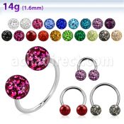 cbmf6l barbell circular diametro acero 316l bolas multi cristal 6mm usar como arete venta