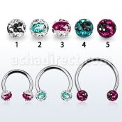 cbmfc6l barbell circular diametro acero 316l bolas 6mm multi cristal ferido rayas cebra usar como arete venta