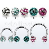 cbmfc8l barbell circular diametro acero 316l bolas 8mm multi cristal ferido rayas cebra usar como arete venta