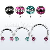 cbmfd5l barbell circular diametro acero 316l bolas 5mm multi cristal ferido triple linea usar como arete venta