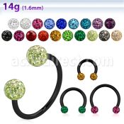 cbmtf4l barbell circular diametro acero 316l anodizado negro bolas multi cristal 10mm al por mayor