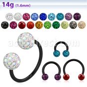 cbmtf5l barbell circular diametro acero 316l anodizado negro bolas multi cristal 10mm venta