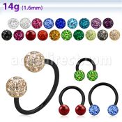 cbmtf6l barbell circular diametro acero 316l anodizado negro bolas multi cristal 10mm venta