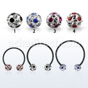 cbmtfa6l barbell circular diametro acero 316l anodizado negro bolas 6mm multi cristal puntos distribuidor mayorista