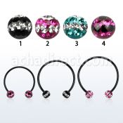 cbmtfd5l barbell circular diametro acero 316l anodizado negro bolas 5mm multi cristal triple linea distribuidor mayorista