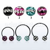 cbmtfd8l barbell circular diametro acero 316l anodizado negro bolas multi cristal 8mm triple linea venta