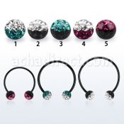 cbmtfe6l barbell circular diametro acero 316l anodizado negro bolas 6mm multi cristal colores mayorista