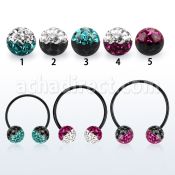 cbmtfe8l barbell circular diametro acero 316l anodizado negro bolas multi cristal 8mm colores mayorista