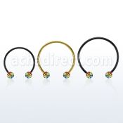 cbmtfg5l barbell circular diametro acero 316l anodizado negro bolas 5mm multi cristal colores arco iris orgullo gay mayorista