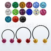 cbstf6l barbell circular diametro acero 316l anodizado bolas multi cristal 6mm usar como arete al por mayor