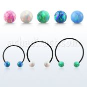 cbstop5l barbell circular diametro acero 316l anodizado bolas 5mm opalo usar como arete distribuidor