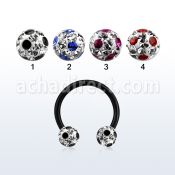 cbtfr6a barbell circular acero quirurgico anodizado bolas 6mm multi cristal puntos distribuidor