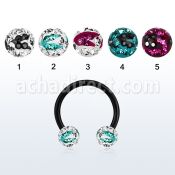 cbtfr6c barbell circular acero quirurgico 316l anodizado bolas multi cristal 6mm rayas cebra distribuidor