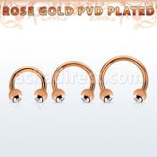 cbttc4 barbell circular acero 316l pvd oro rosa bolas 4mm joya bisel bola 6mm lisa al por mayor