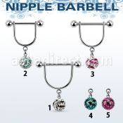 cfrsnp8 barbell pezon estribo acero quirurgico bolas 5mm bola 8mm multi cristal ferido rayas cebra mayorista