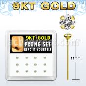 d9gys19 caja 12 piercing nariz doblar tu mismo oro 9 kts 0 6mm zirconia claras redondas 2mm venta