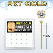 d9gys1 caja 12 piercing nariz doblar tu mismo oro 9 kts 0 6mm zirconia claras redondas 1 5mm mayorista