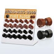 dacb159 display acrilico 24 plugs falsos madera areng sawo barra acero quirurgico 8mm 10mm venta