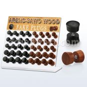 dacb162 display acrilico 40 plugs falsos madera areng sawo poste acero quirurgico 8mm 10mm al por mayor