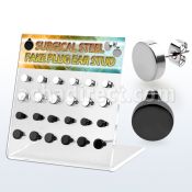 dacb190 display 12 pares piercings oreja plugs falsos acero 316l brillo espejo anodizado negro 6mm 8mm distribuidor mayorista