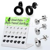 dacb195 display 12 pares dilataciones tunel oreja falsas acero acero quirurgico 316l pvd negro 6mm 8mm mayorista