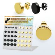 dacb197 display 20 pares piercings oreja plugs falsos acero 316l anodizado negro dorado mayorista