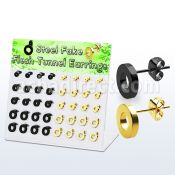 dacb198 display 20 pares dilataciones tunel oreja falsas acero quirurgico 316l pvd negro dorado 8mm 10mm mayorista