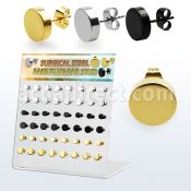 dacb200 display 24 pares piercings oreja plugs falsos acero 316l brillo espejo anodizado negro dorado 6mm 8mm distribuidor