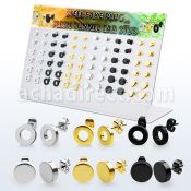 dacb205 display 36 pares piercings oreja dilataciones tunel falsas plugs falsos brillo espejo anodizado negro dorado distribuidor mayorista