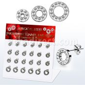 dacb208 display 12 pares piercings oreja dilataciones tunel falsas acero 316l cristal ferido venta