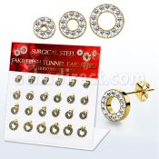 dacb209 display 12 pares piercings oreja dilataciones tunel falsas acero 316l anodizado dorado cristal ferido mayorista