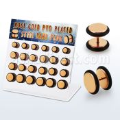 dacb214 display 24 plugs falsos acero 316l anodizado oro rosa anillo goma venta