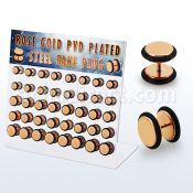 dacb215 display 40 plugs falsos acero 316l anodizado oro rosa anillo goma distribuidor mayorista