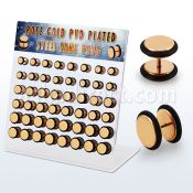 dacb216 display 48 plugs falsos acero 316l anodizado oro rosa anillo goma venta