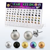 dacb230 display acrilico 36 pares piercings oreja bola acero 316l anodizado superficie efecto esmerilado 5mm 8mm venta