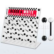 dacb53 display 40 barbells lengua acrilico flexible negro blanco bolas acrilicas 6mm 16mm distribuidor mayorista