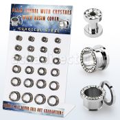 dapg101a display 24 dilataciones tunel tornillo acero quirurgico brillo espejo cristal claros lado 4mm 12mm distribuidor