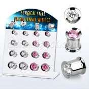 dapg180b display acrilico negro 16 dilataciones tunel doble flare acero 316l tornillo interno zirconia rosa venta