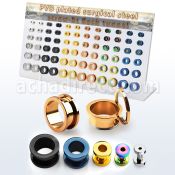 dapg187 display 72 dialataciones tunel tornillo acero quirurgico pvd brillo espejo 4mm 12mm venta