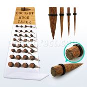 dapg65 display 32 expansores madera coco anillos goma dobles 2mm 10mm mayorista