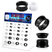 dapg68a display acrilico 36 dilataciones tunel acrilicas doble flare negras blancas tornillo interno 4mm 12mm venta