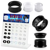 dapg68b display acrilico 36 dilataciones tunel acrilicas doble flare tornillo interno 4mm 12mm al por mayor