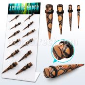 dapg88 display 12 expansores acrilico negro piel serpiente impresa anillos goma dobles 3mm 10mm venta