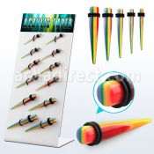 dapg89 display 12 tapers acrilicos patron arcoiris anillos goma 3mm 10mm distribuidor