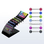 dbbchk display 40 barbells lengua acero quirurgico bolas acrilicas cuadros 6mm 16mm distribuidor