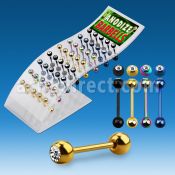dbbtc display 40 barbells lengua acero quirurgico pvd bola joya 6mm bola acero 6mm 16mm venta